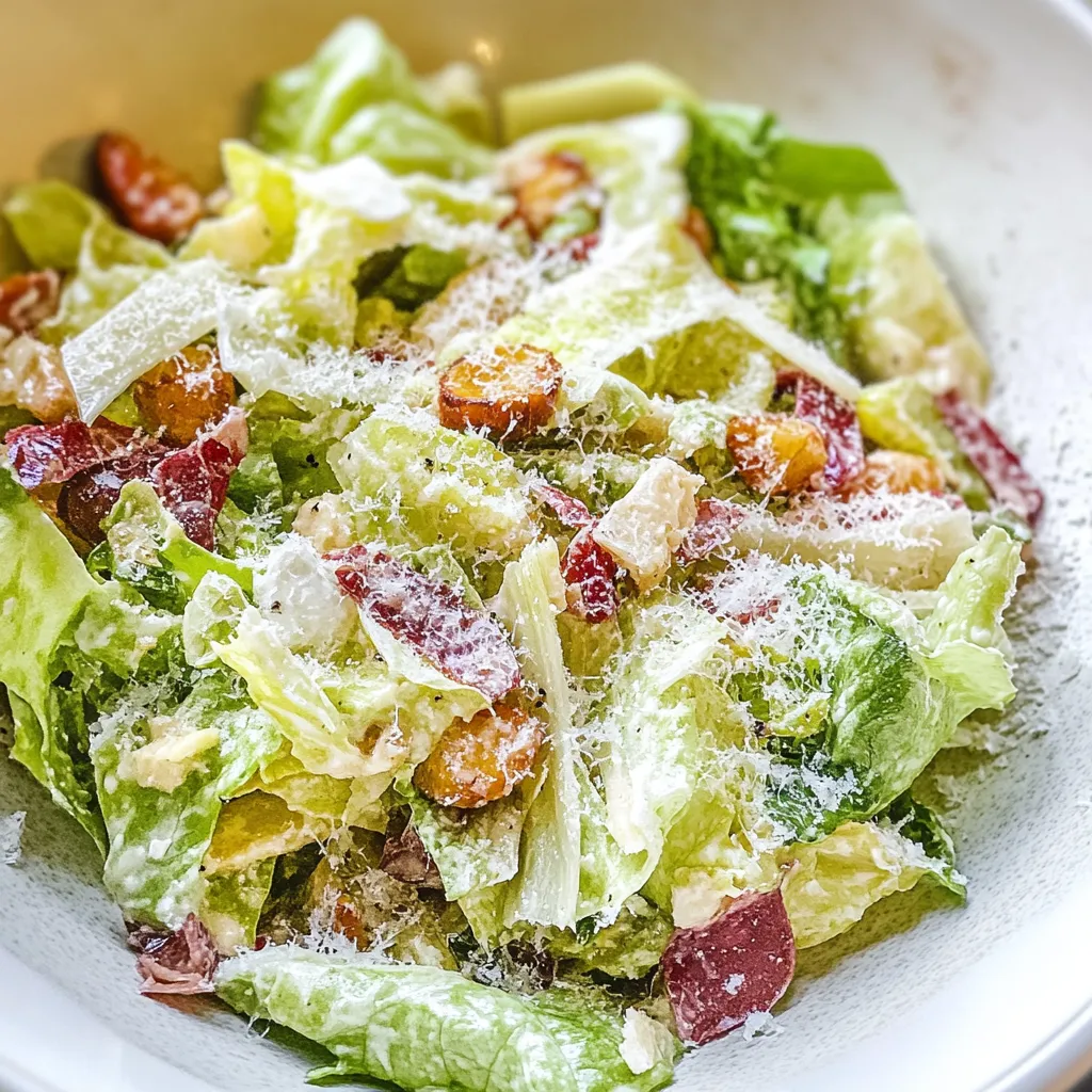 A salad bowl topped with cheese and crispy bits.