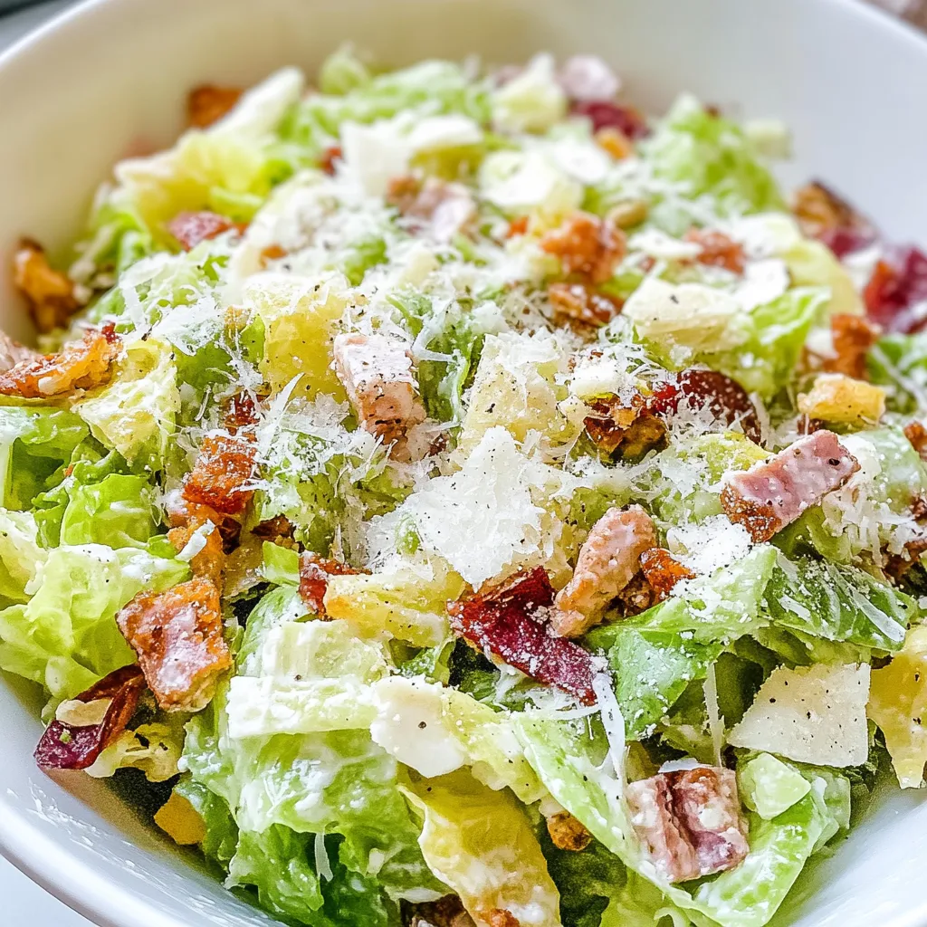A bowl of salad with bacon bits.