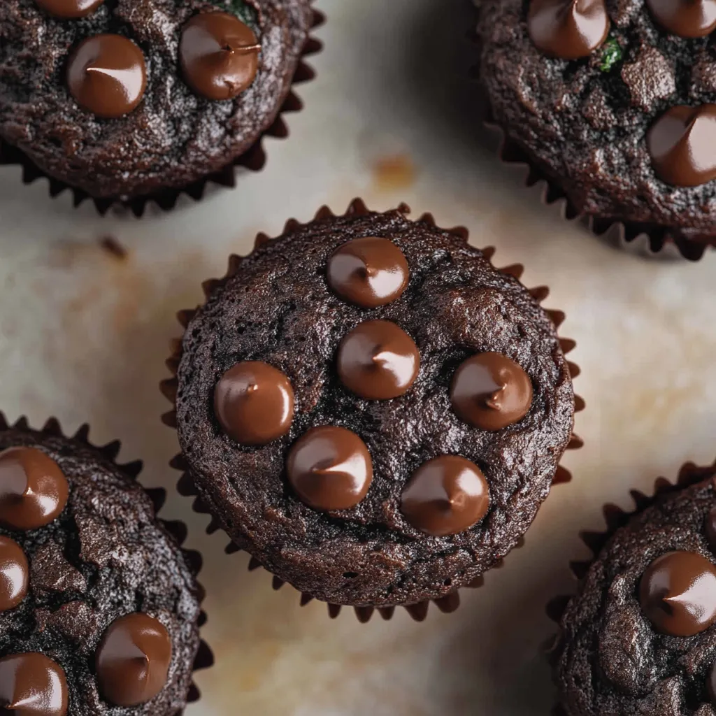Chocolate cupcake with chocolate chips.
