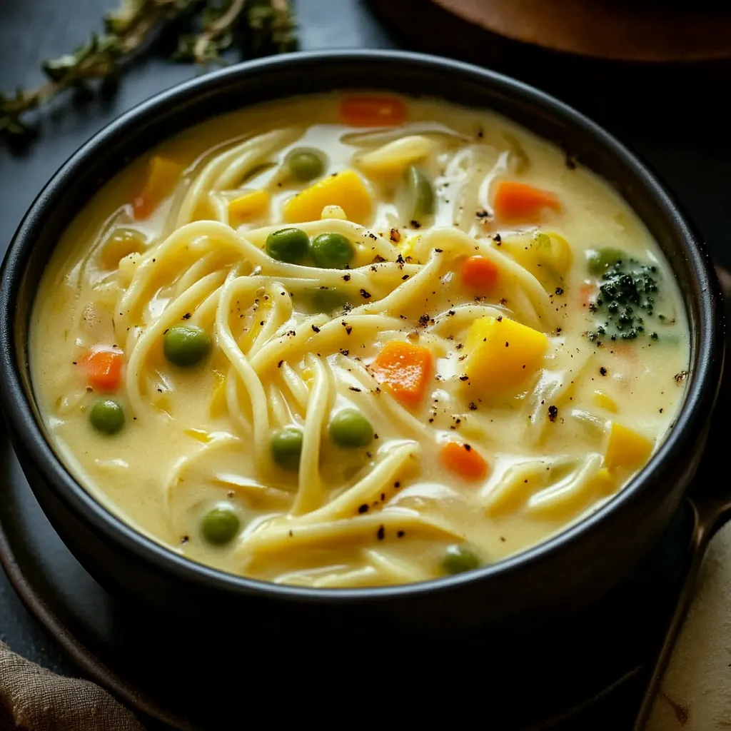 A bowl of soup with noodles and vegetables.