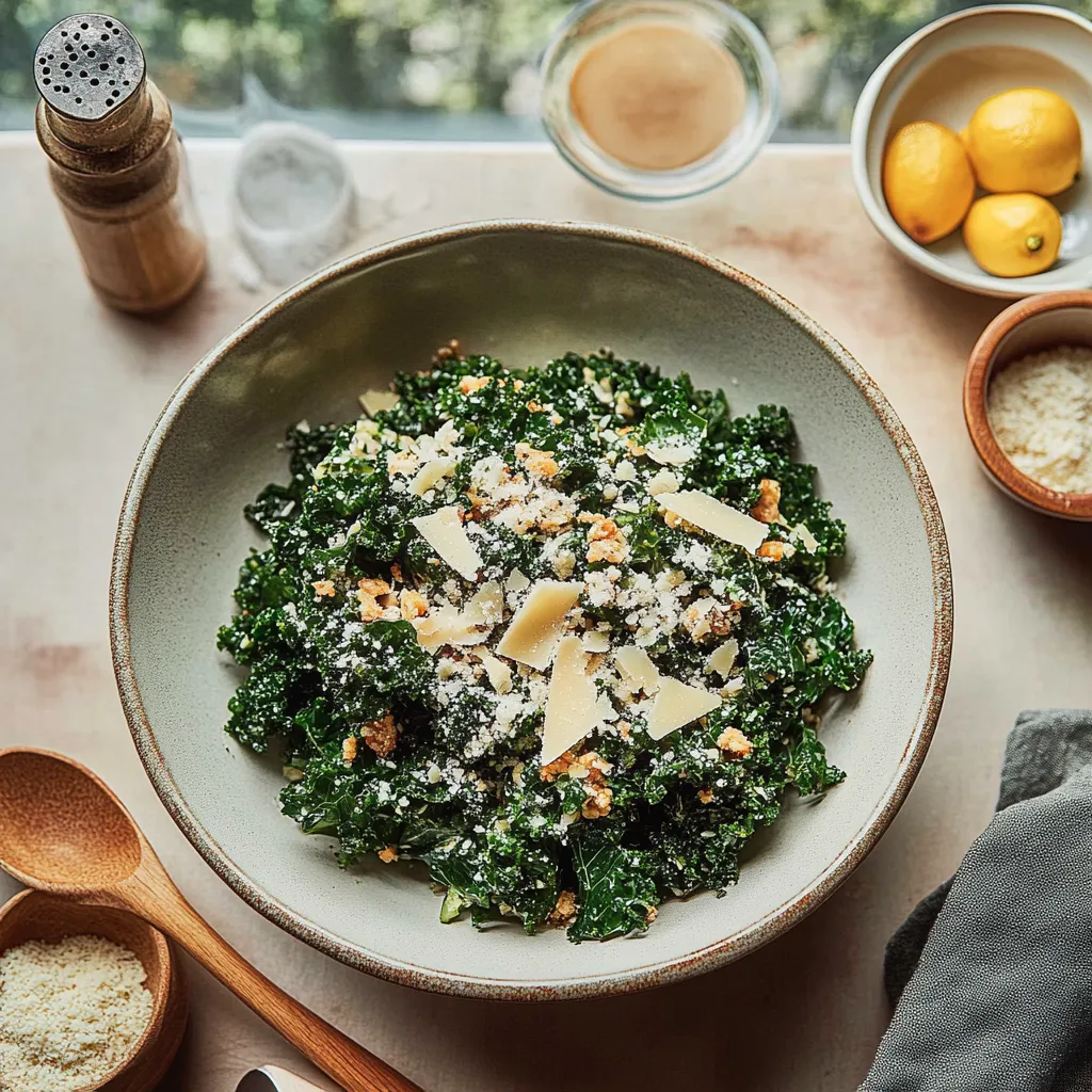 A bowl of greens with cheese and nuts.