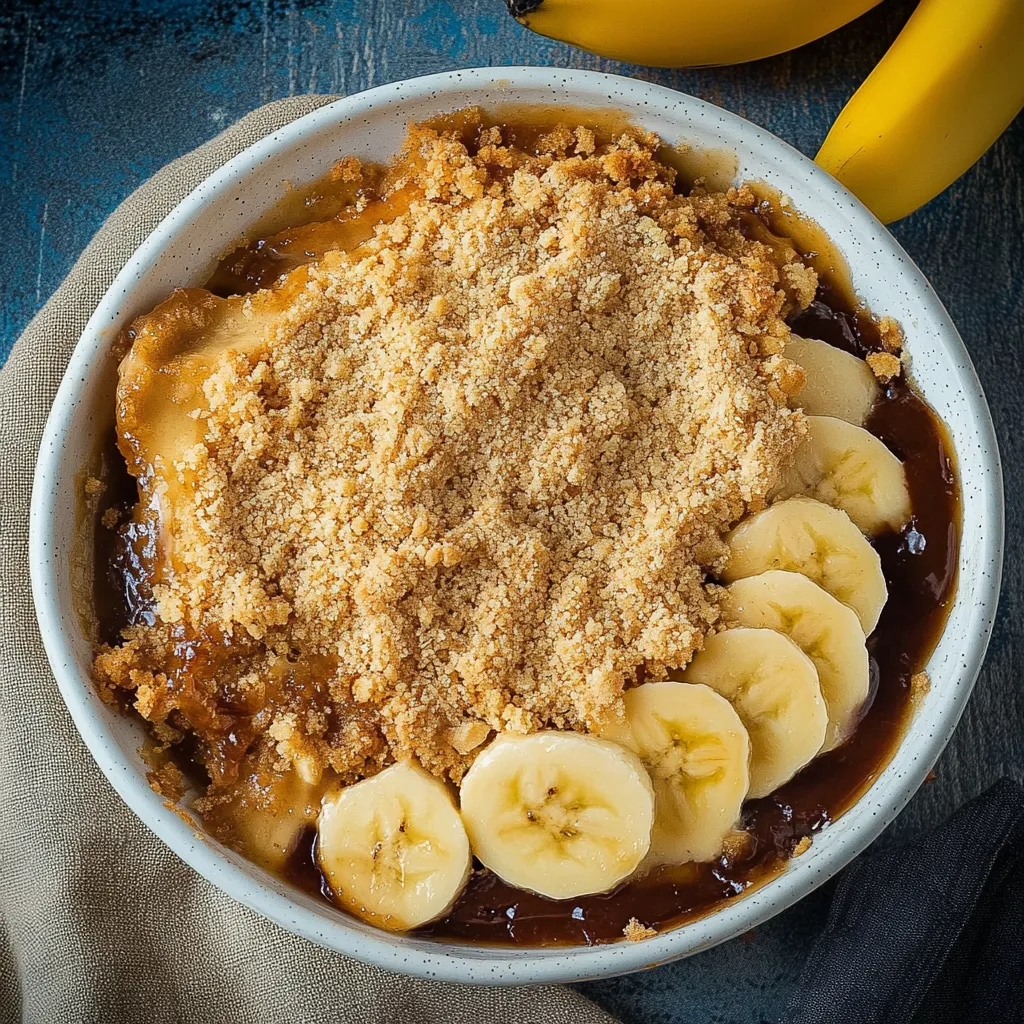A bowl of food with bananas and nuts.