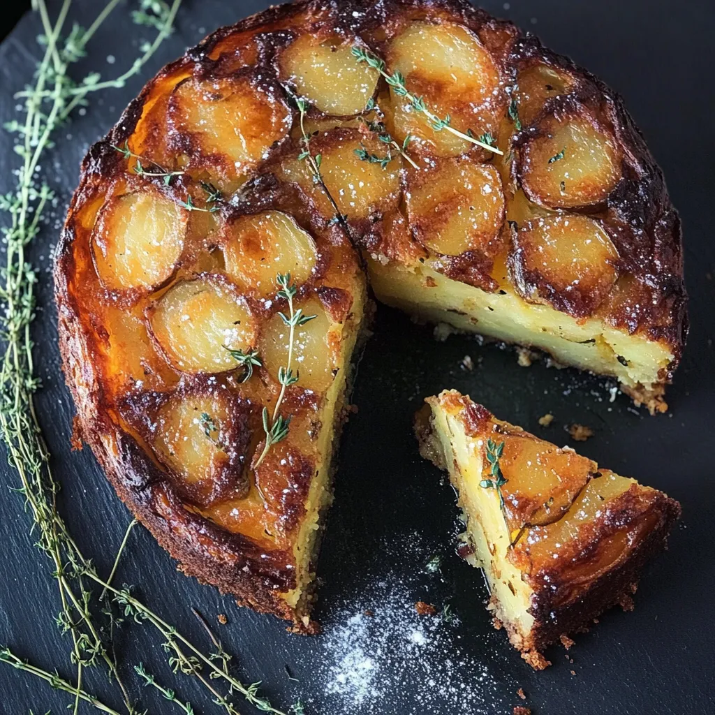 A slice of cake with a sprig of rosemary on top.