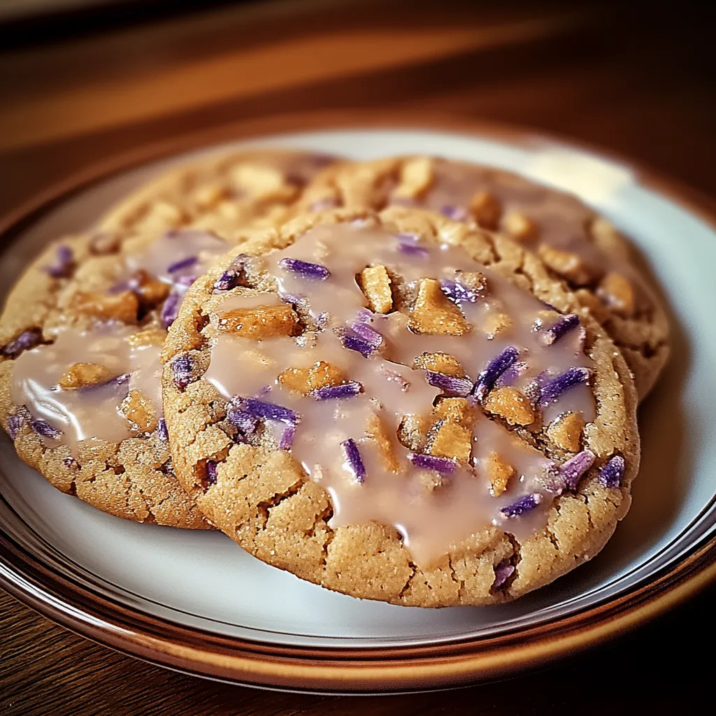 Two cookies on a plate.
