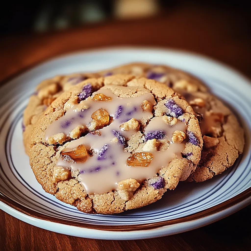A plate with two cookies on it.