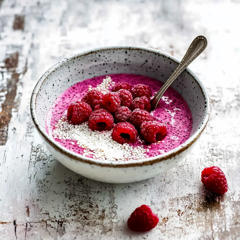 A bowl of berries with a spoon in it.