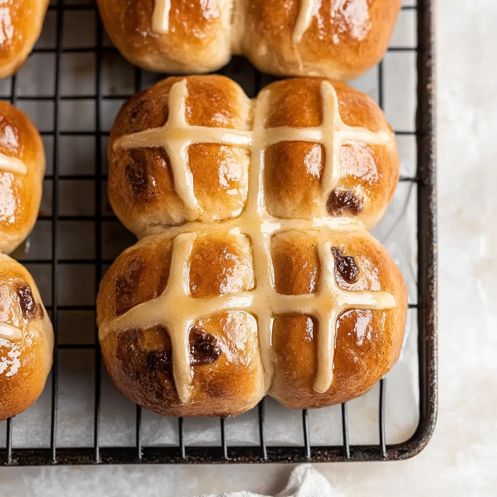 A tray of bread with crosses on them.
