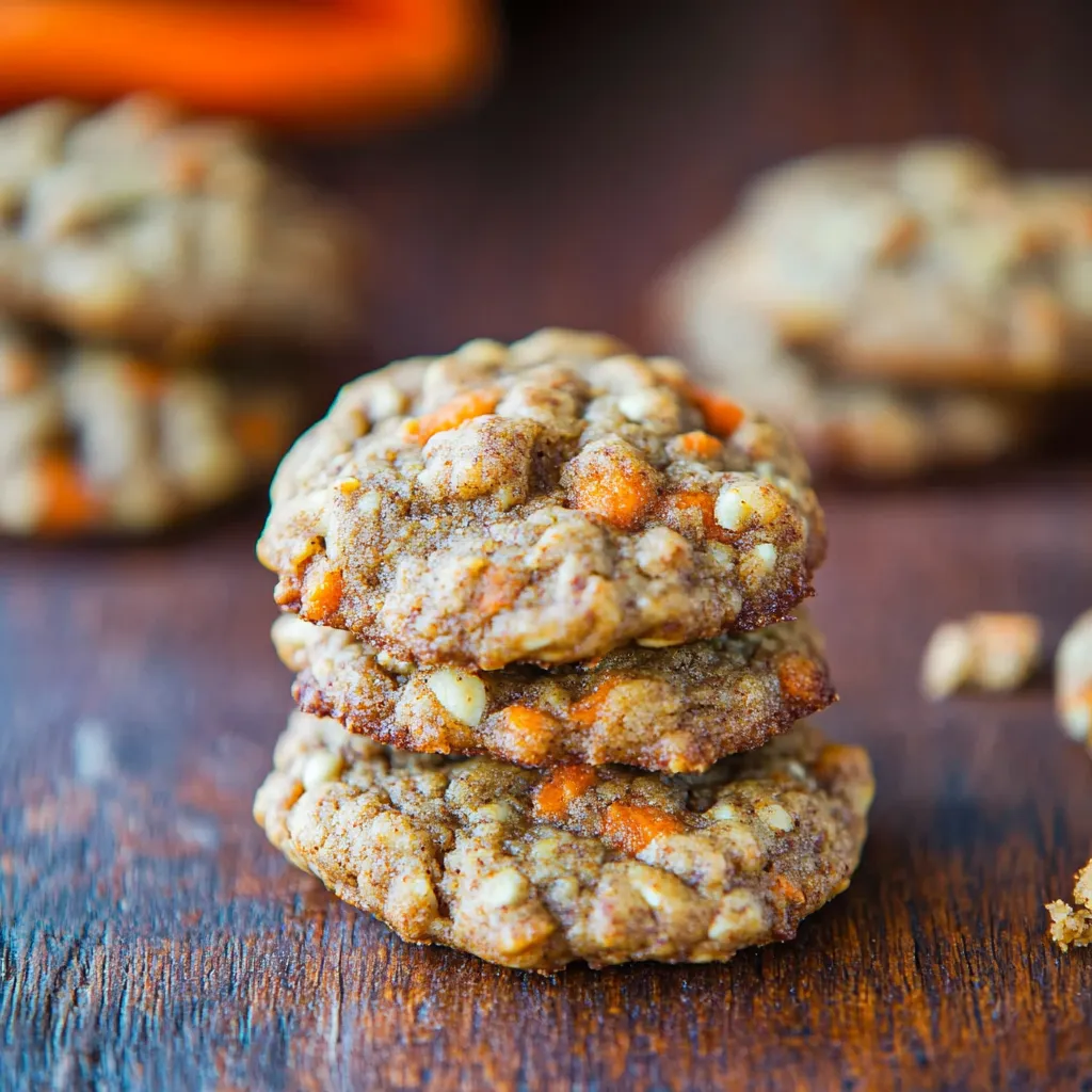 A stack of cookies with orange and caramel toppings.
