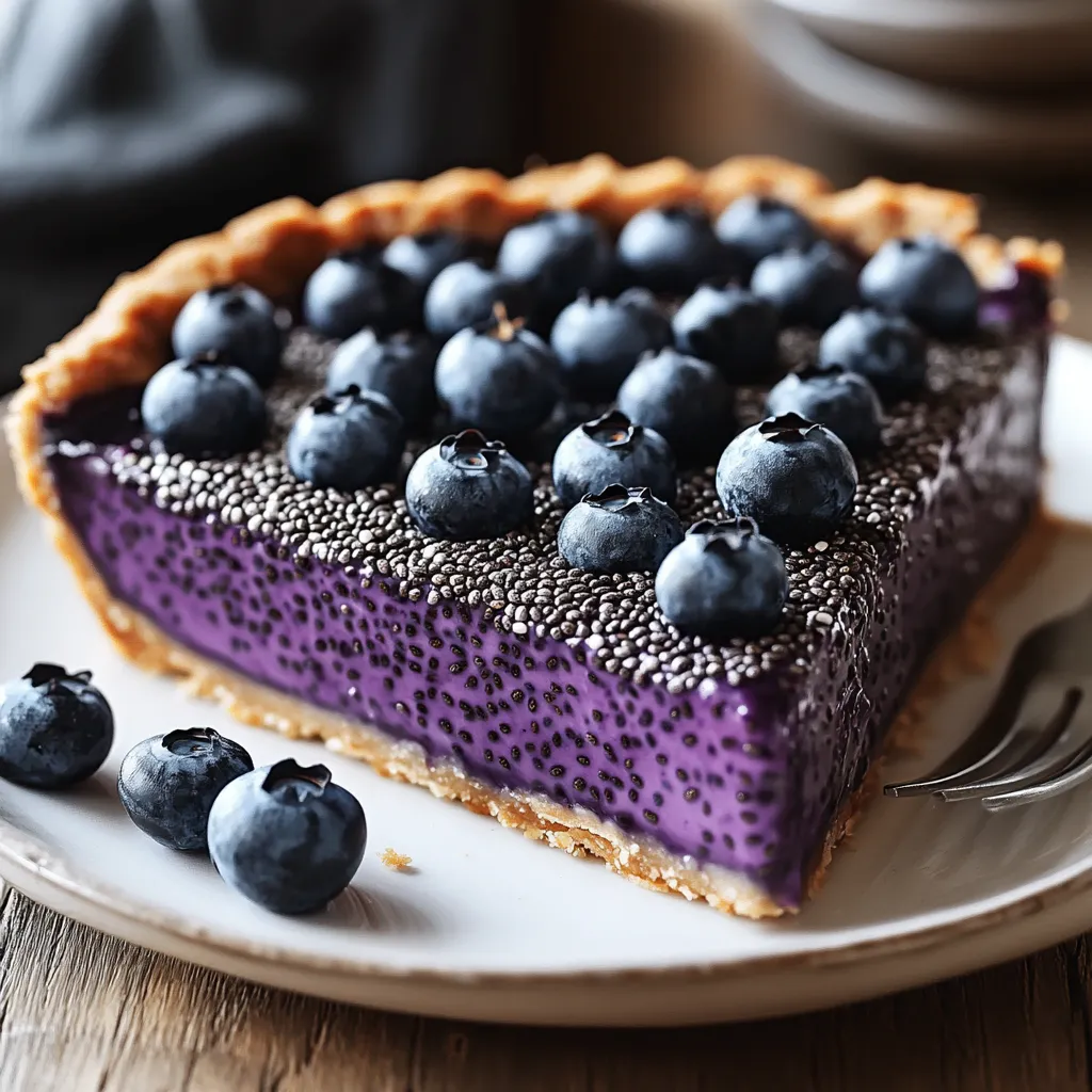 A slice of blueberry pie on a plate.