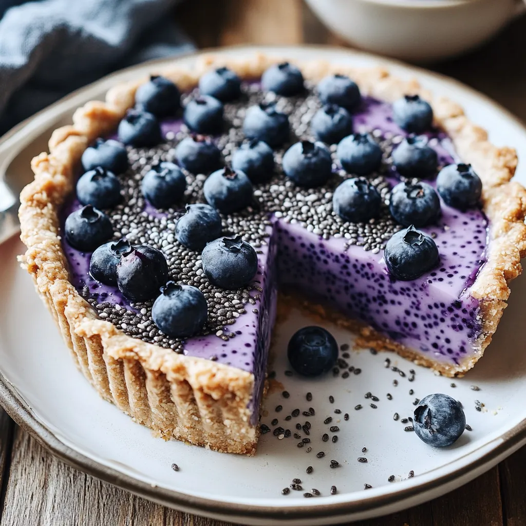 A slice of blueberry pie on a plate.