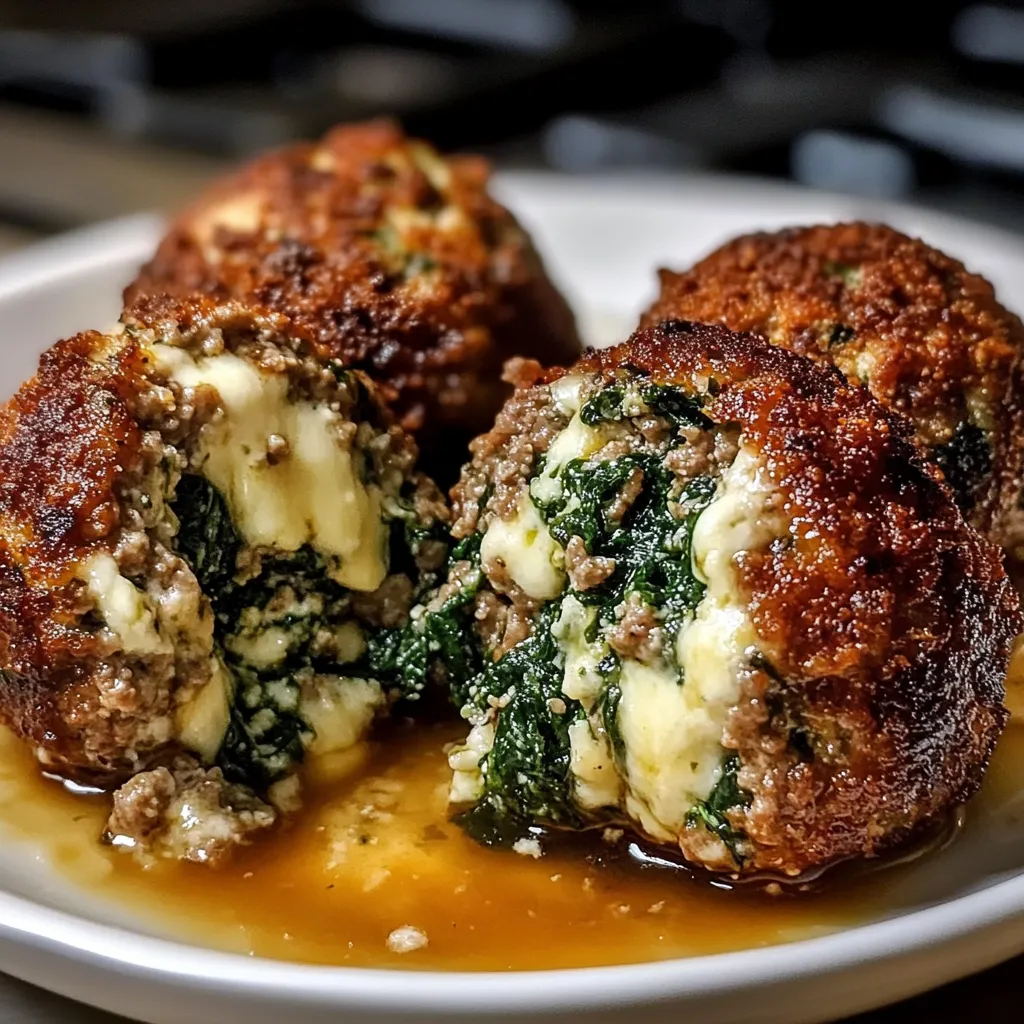 A plate of meatballs with gooey cheese inside.