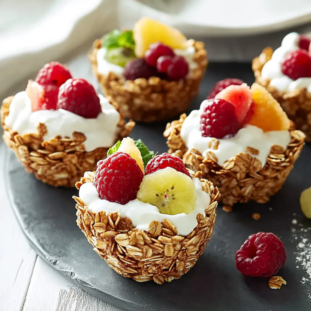 A plate of fruit and cereal.