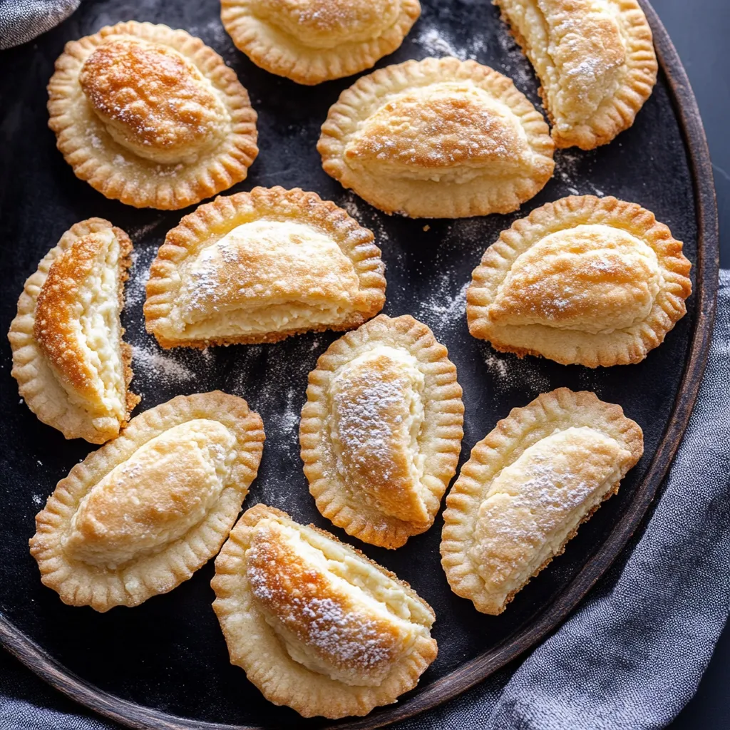A plate of pastries with powdered sugar on top.