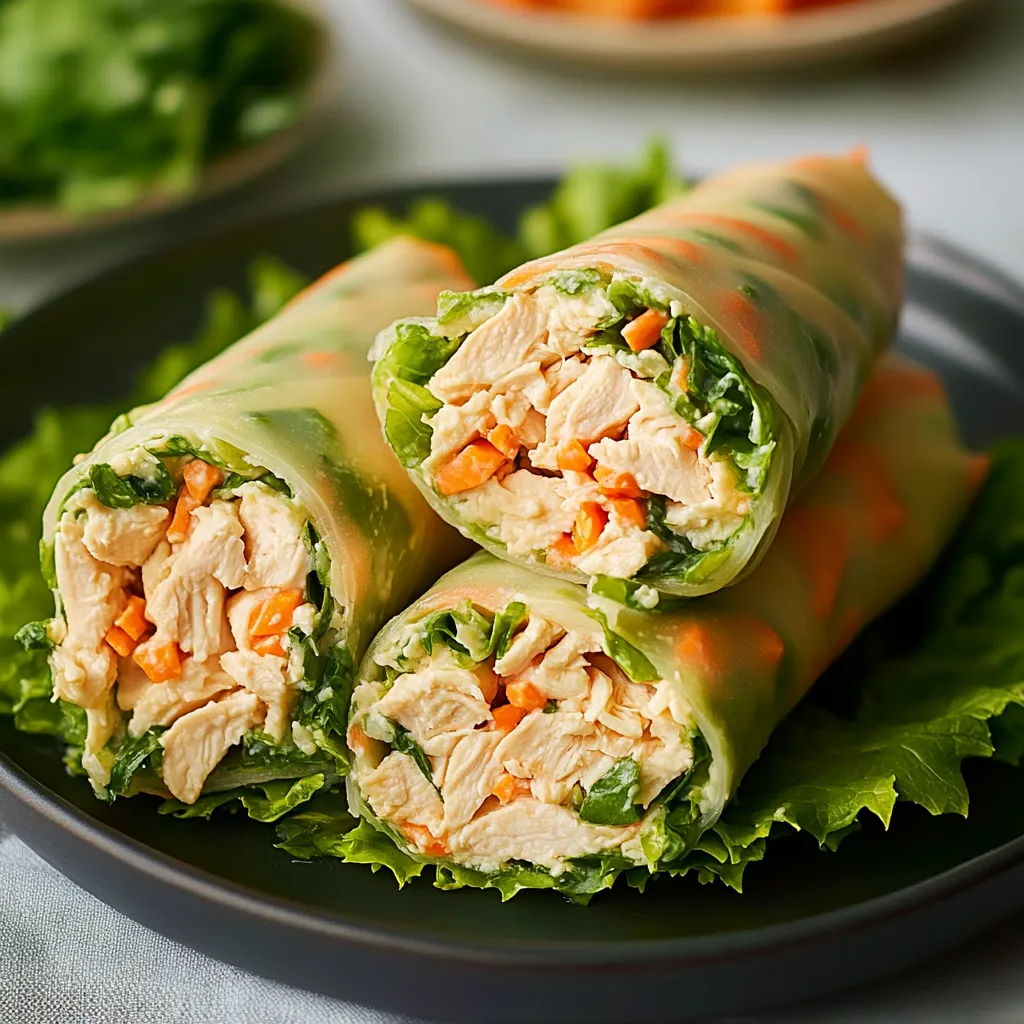 A plate of soft rolls filled with chicken salad.