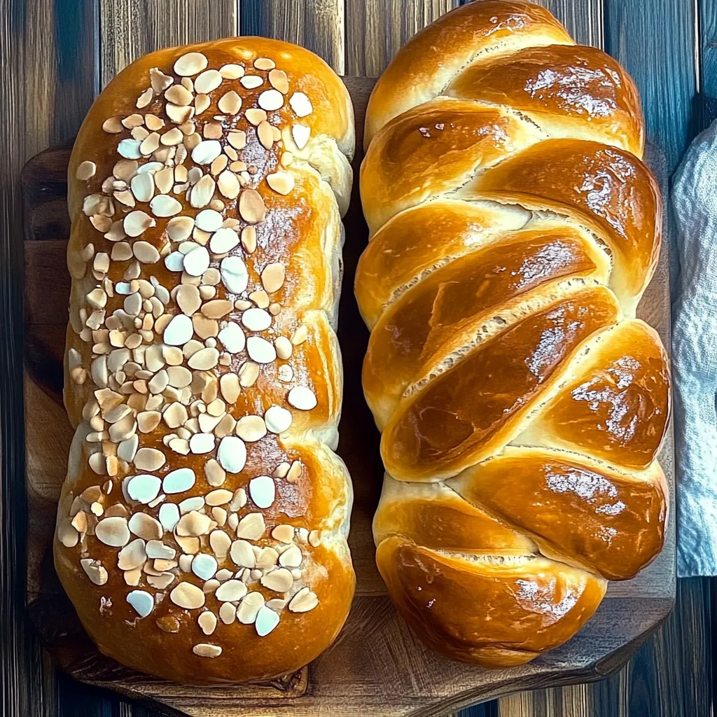 Two loaves of bread with nuts on top.
