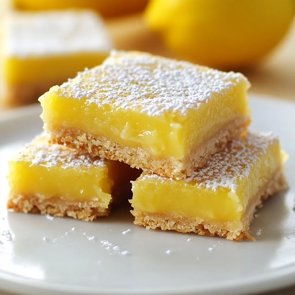 A plate of lemon bars with powdered sugar on top.