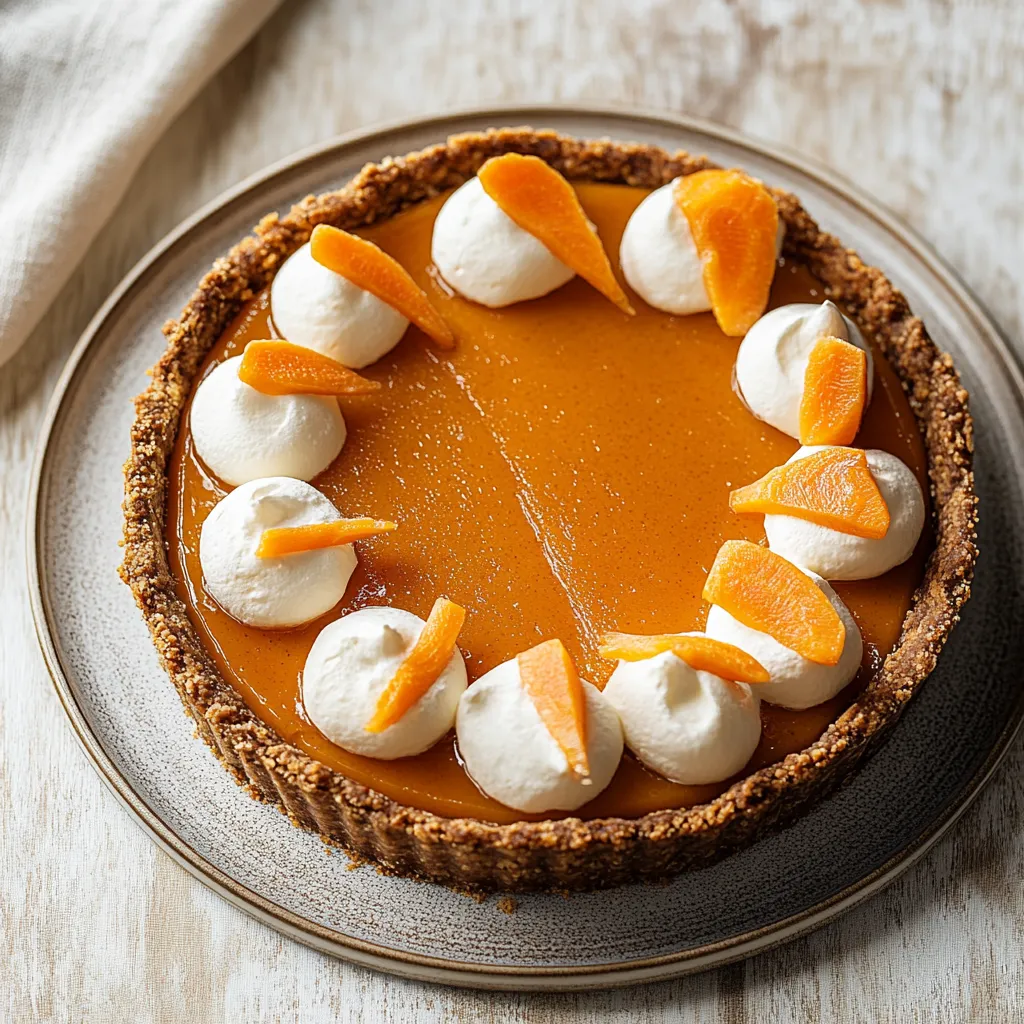 A slice of pie with orange slices on top.