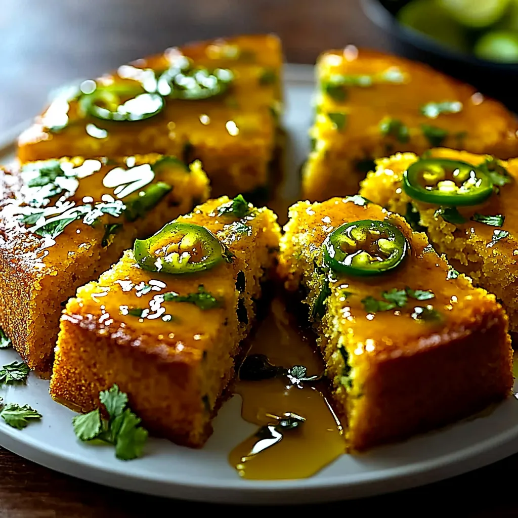 A plate of cake with jalapeños on top.