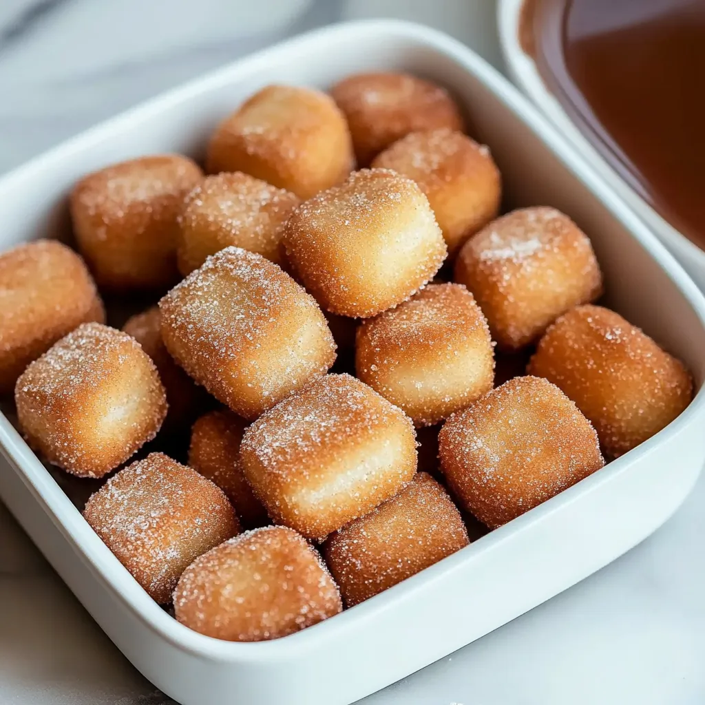 A bowl filled with sugar-coated donut bites.