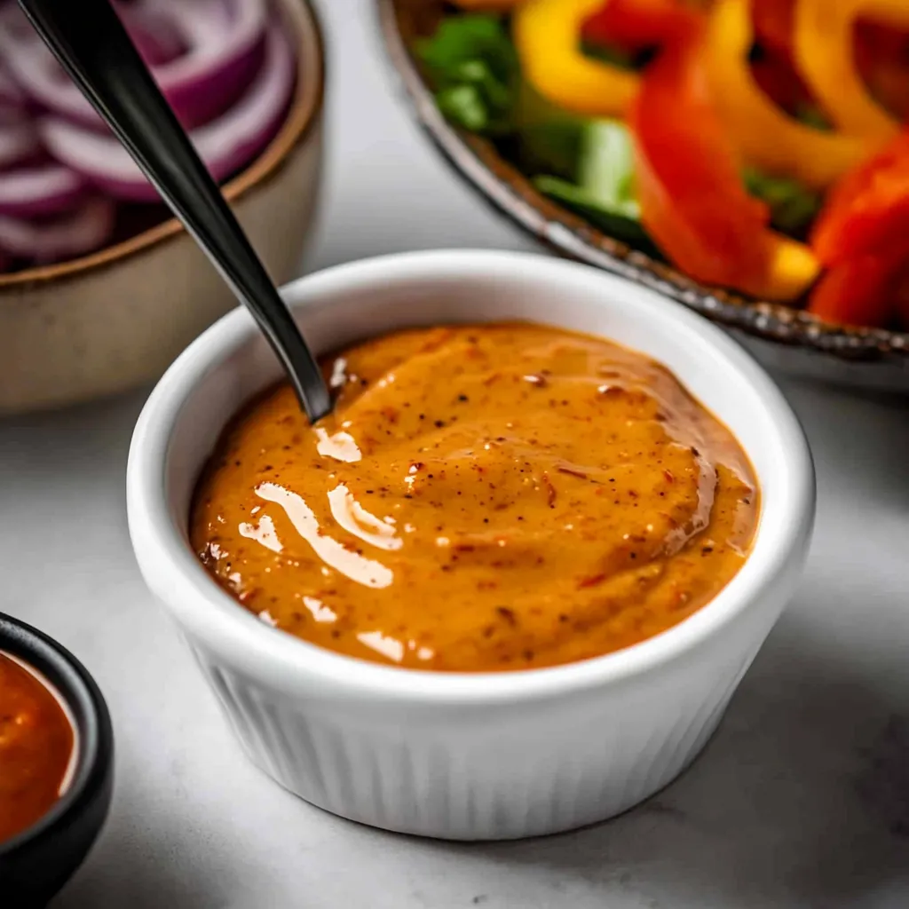 A spoon inside a bowl with sauce.