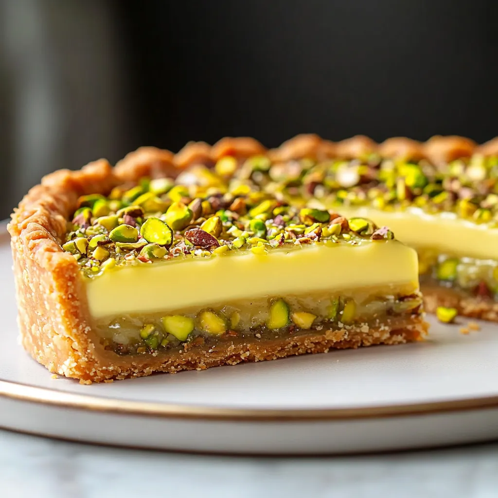 A slice of pie with almonds on top.