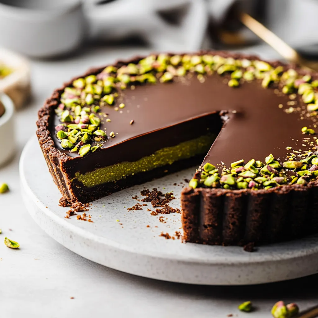 A slice of chocolate cake with almonds on top.