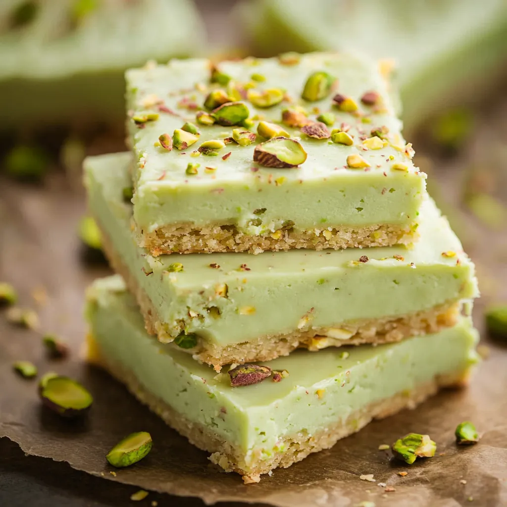 A stack of green and white cake bars.