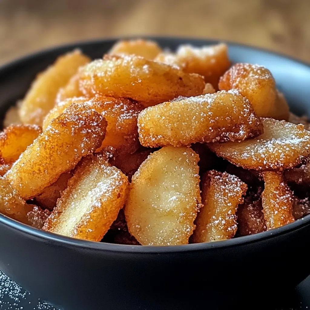 A bowl of fried dough with sugar on top.