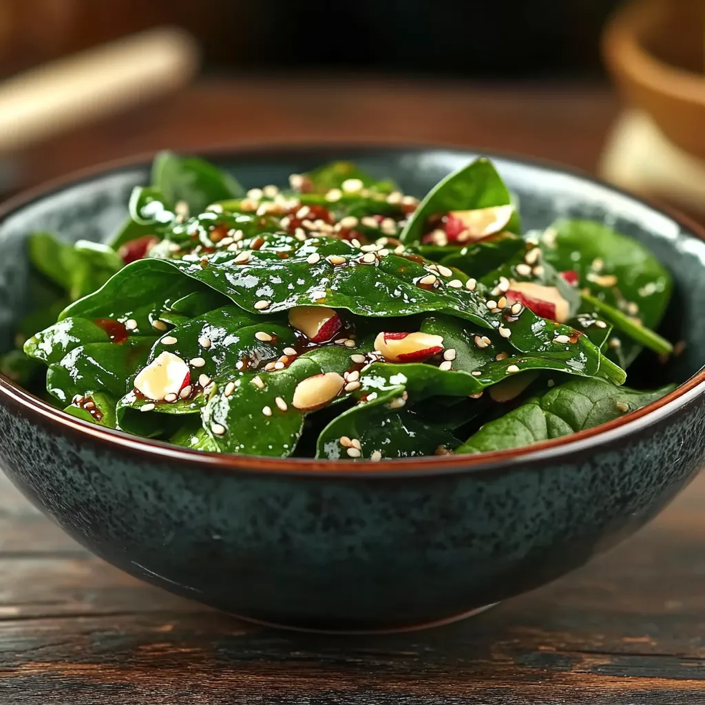 Bowl of green salad with sesame seeds.