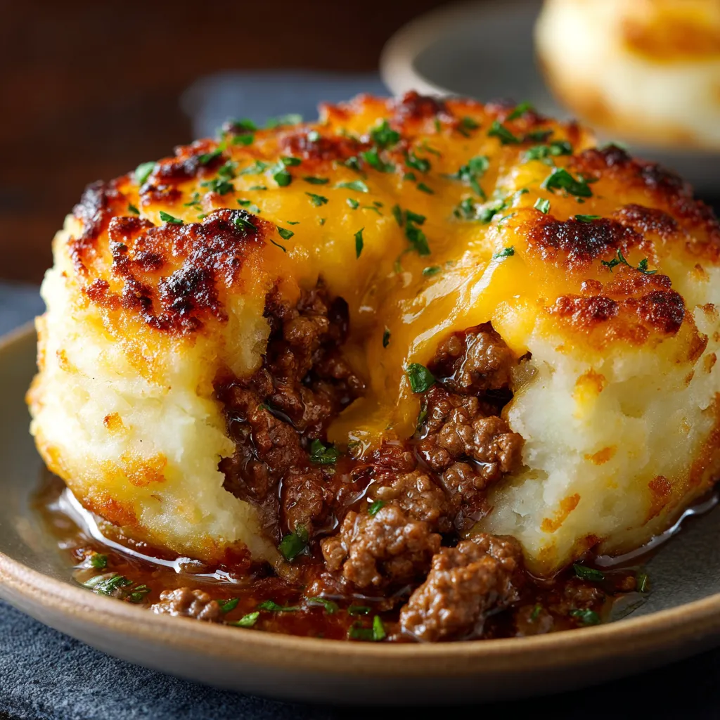 A plate of food with a meat and potato dish.