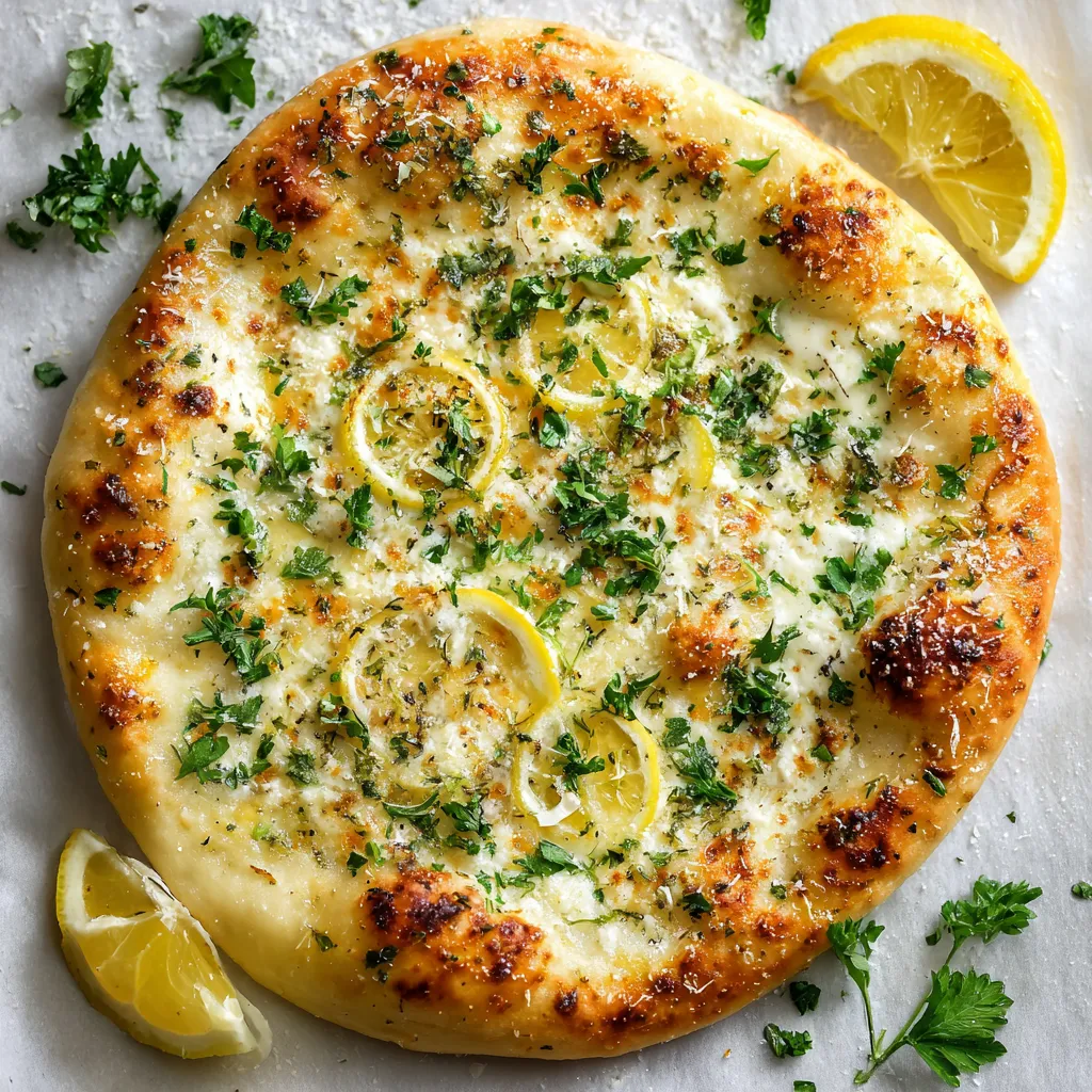 A pizza with lemon slices on top.