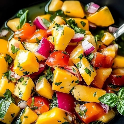A fruit-filled bowl and spoon on the side.