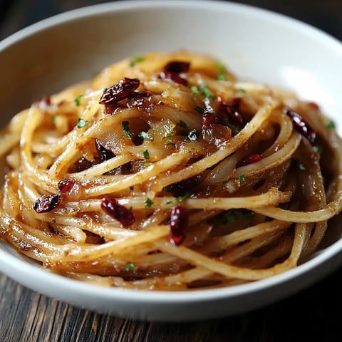 Pasta bowl topped with red peppers.